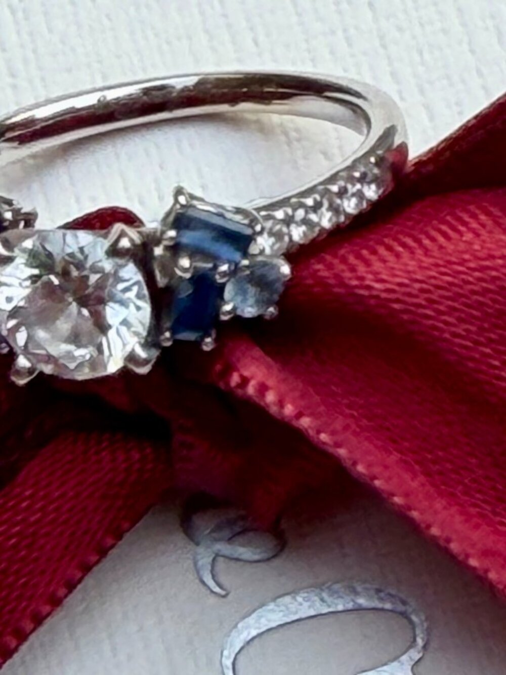 Sapphire Diamond Engagement Ring 5 3/4 NIB Shane & Co. 14K white gold - Picture 4 of 12
